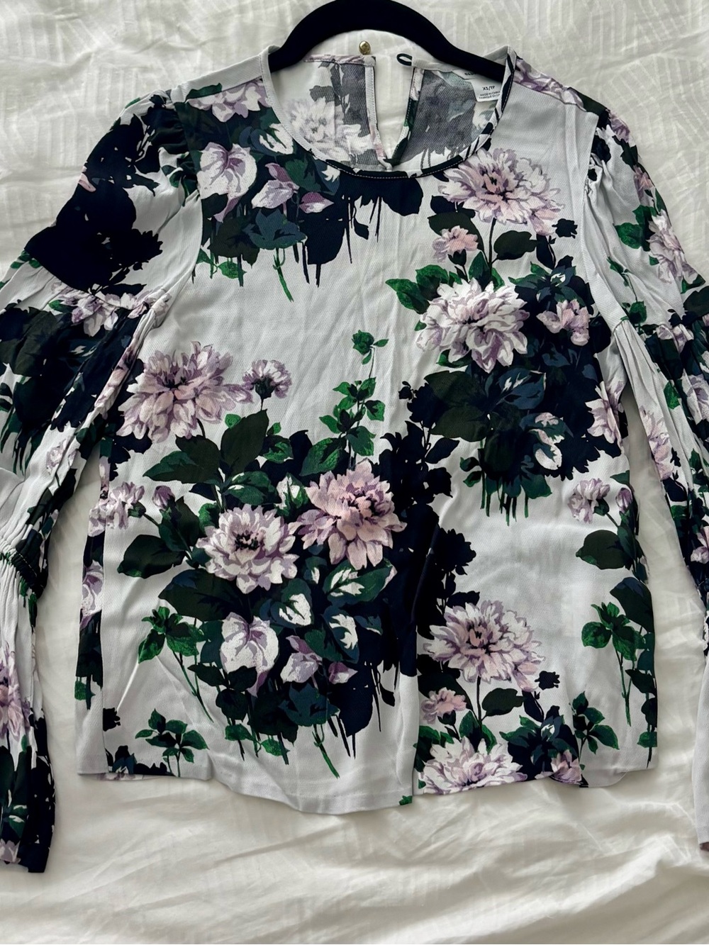 Club Monaco Antique Floral Print Long-Sleeve Blouse